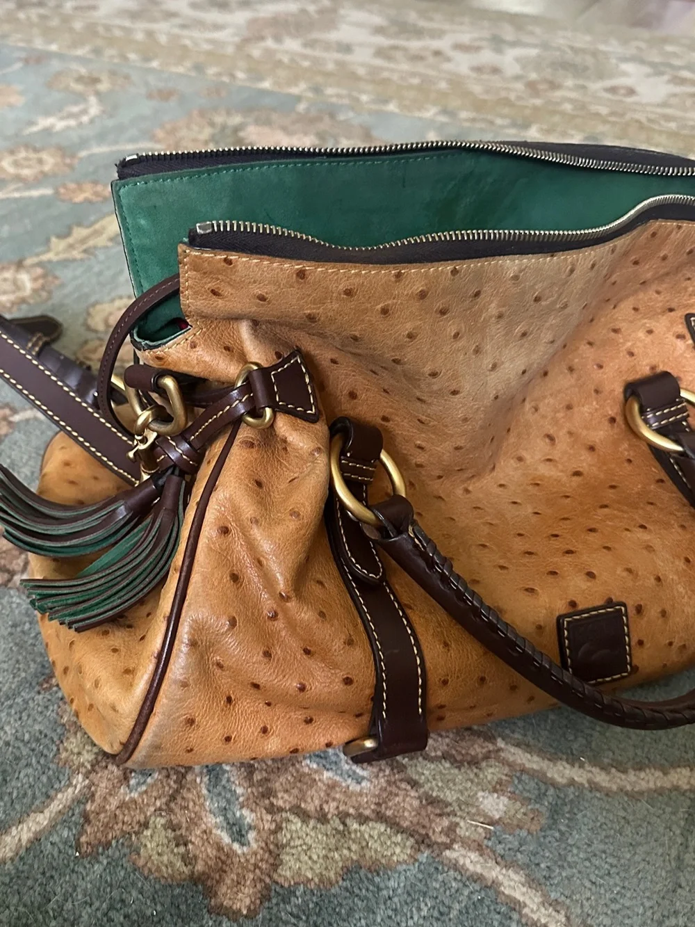 Dooney and Bourke Ostrich Embossed Leather Satchel
